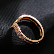 Rose Gold Double Row Zircon Ring – Elegant Wedding Jewelry