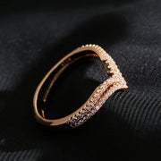 Rose Gold Double Row Zircon Ring – Elegant Wedding Jewelry