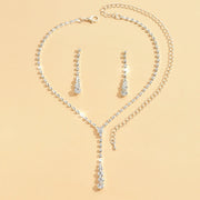 Tassel Drop Necklace & Earrings Set – Celebrity Rhinestone Bridal Jewelry