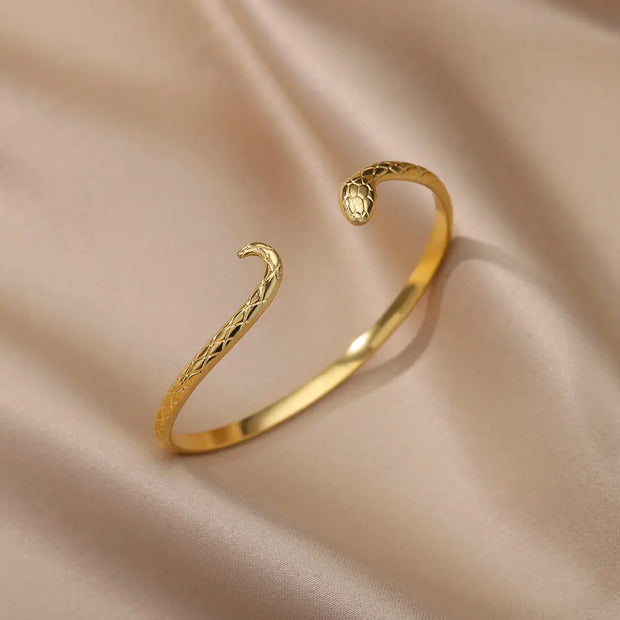 Vintage Snake Bangle Bracelets – Aesthetic Stainless Steel Jewelry for Women