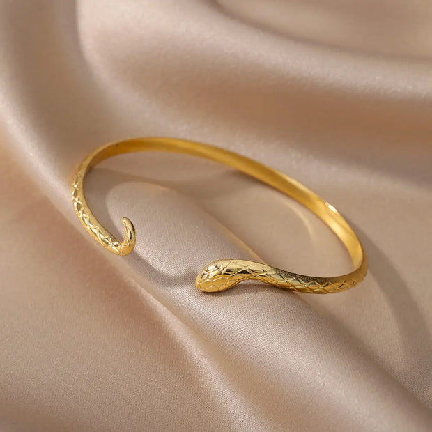 Vintage Snake Bangle Bracelets – Aesthetic Stainless Steel Jewelry for Women