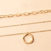 Vintage Gold Multilayer Chain Necklace – Luxury Round Pendant Choker